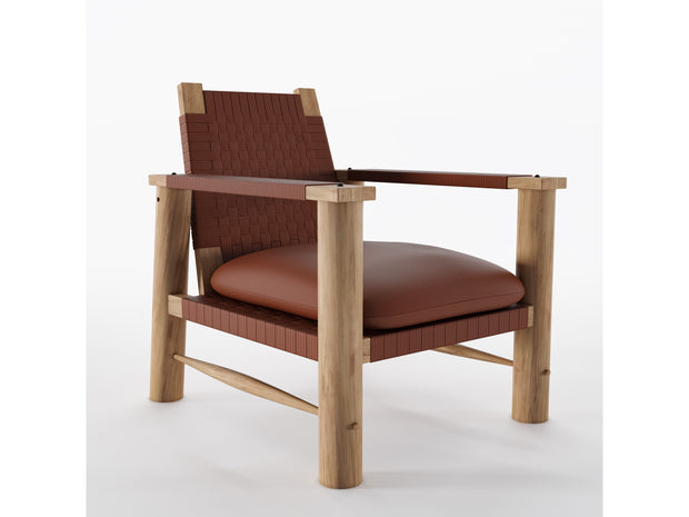 LOUNGE CHAIR WITH LEATHER WEAVE BACK